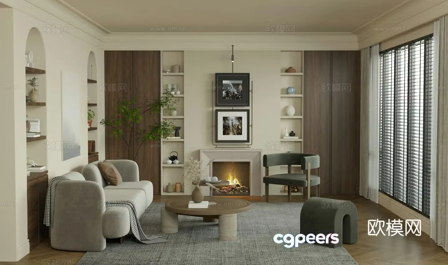 Middle-aged living room 3d model