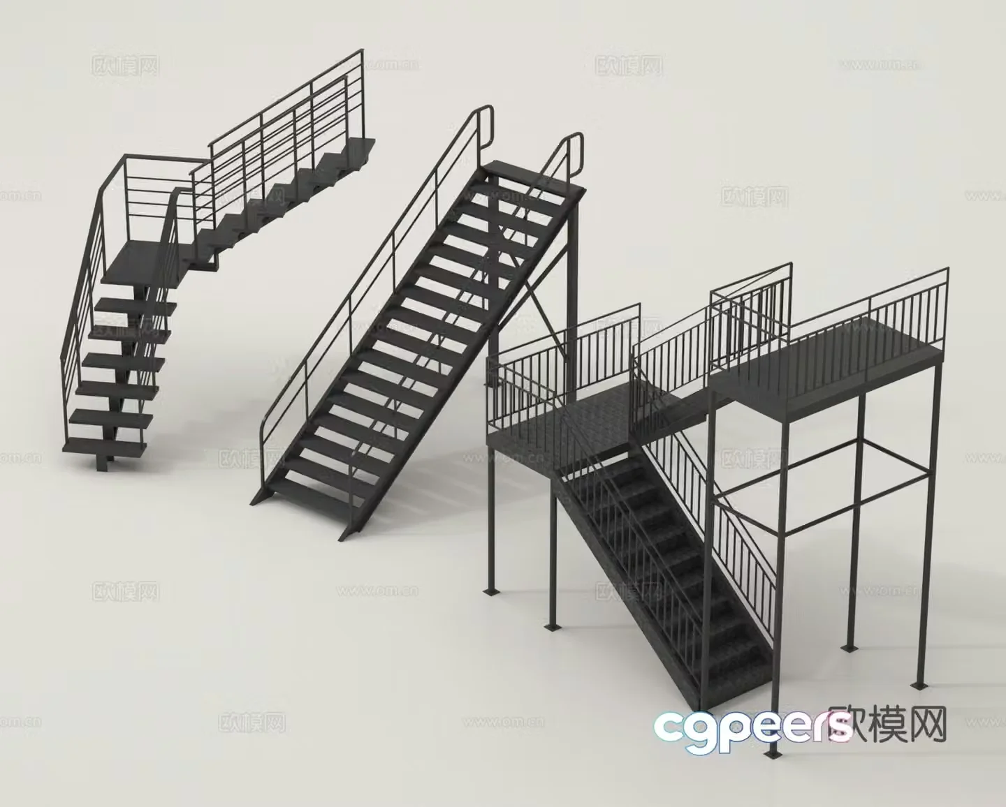 Outdoor staircase wrought iron staircase 3d model