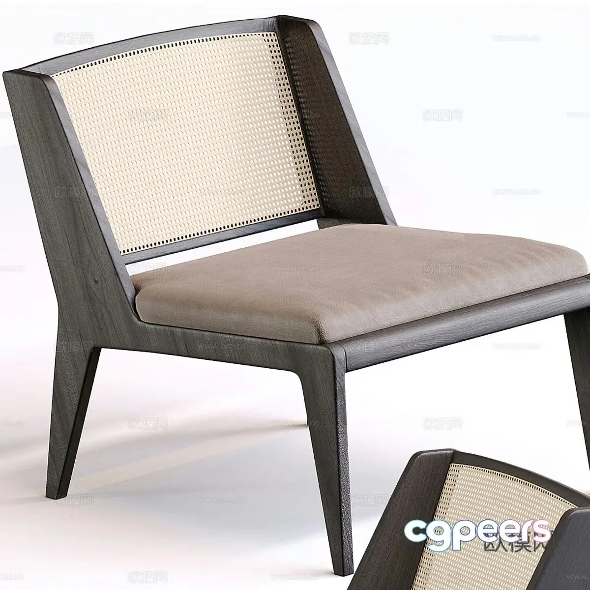 Modern arflex solid wood single chair 3d model