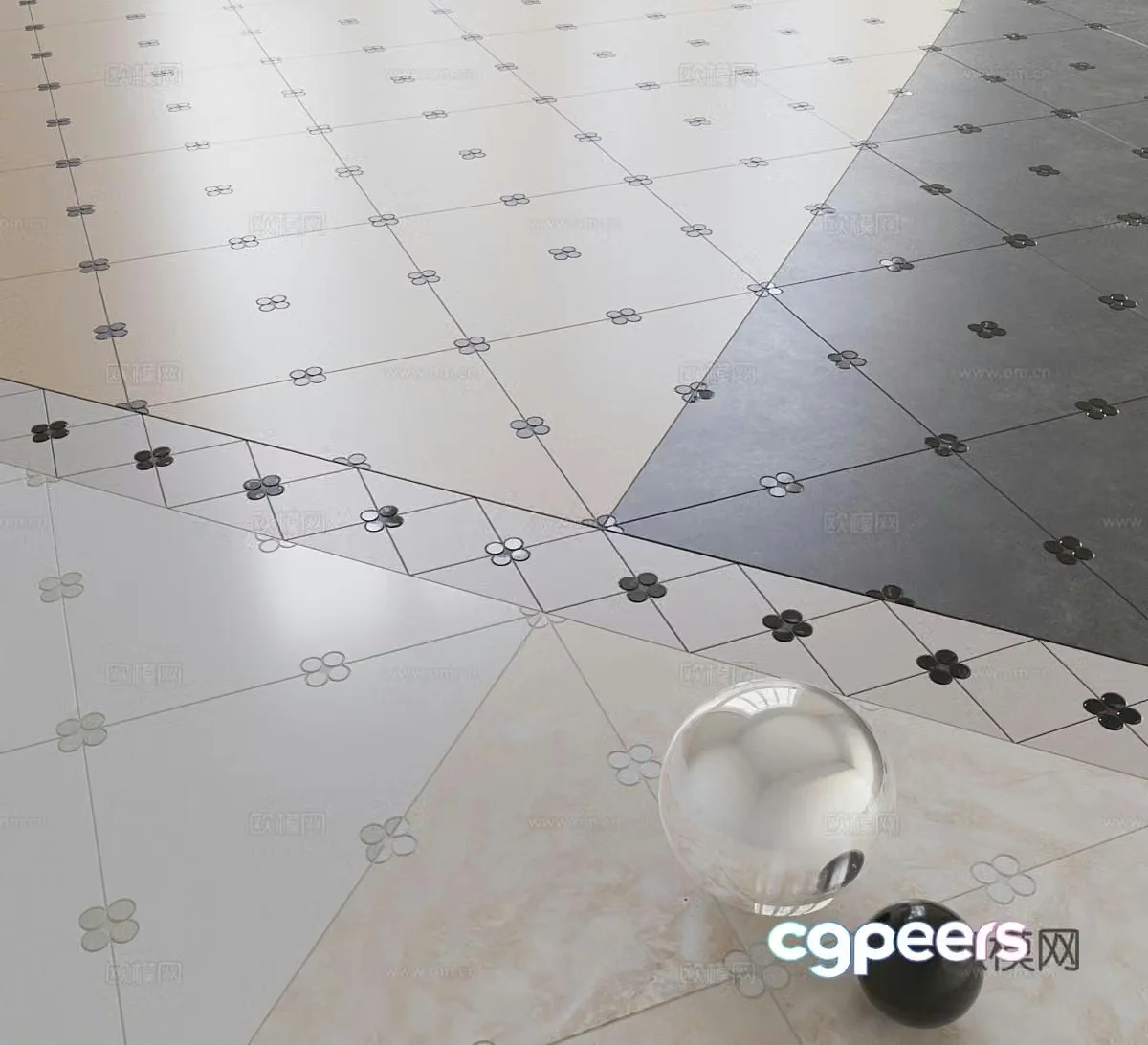 Modern floor tiles flower tiles handmade tiles retro tiles flooring parquet floor tiles 3d model