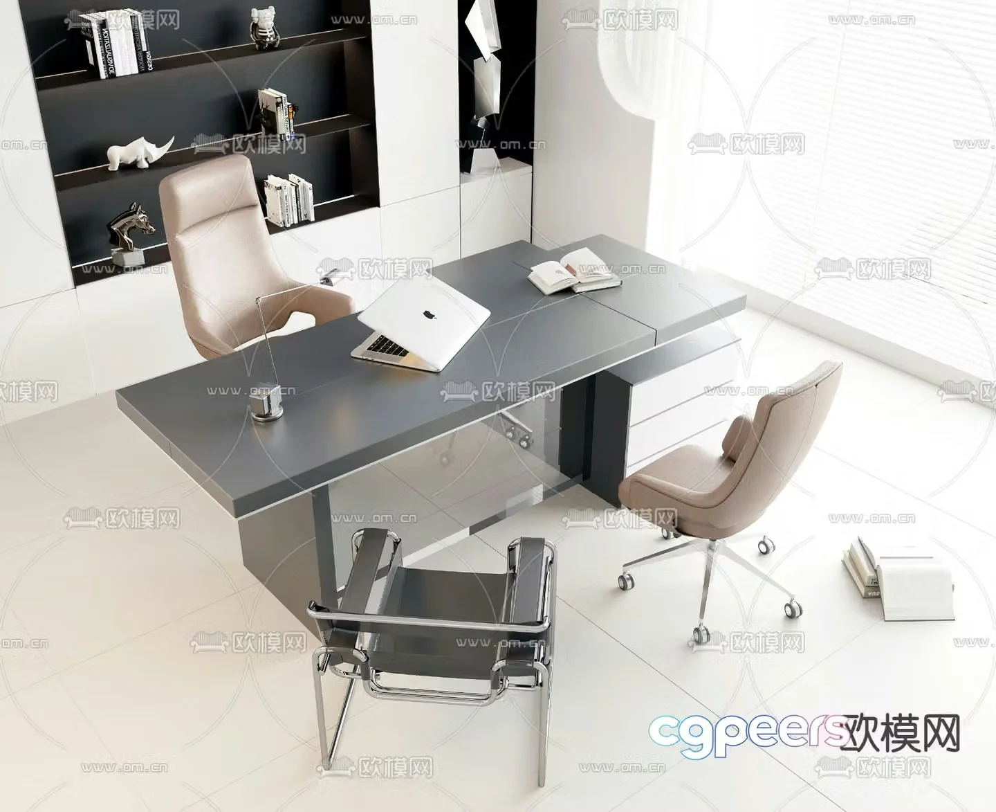 Desk table boss table office desk 3d model