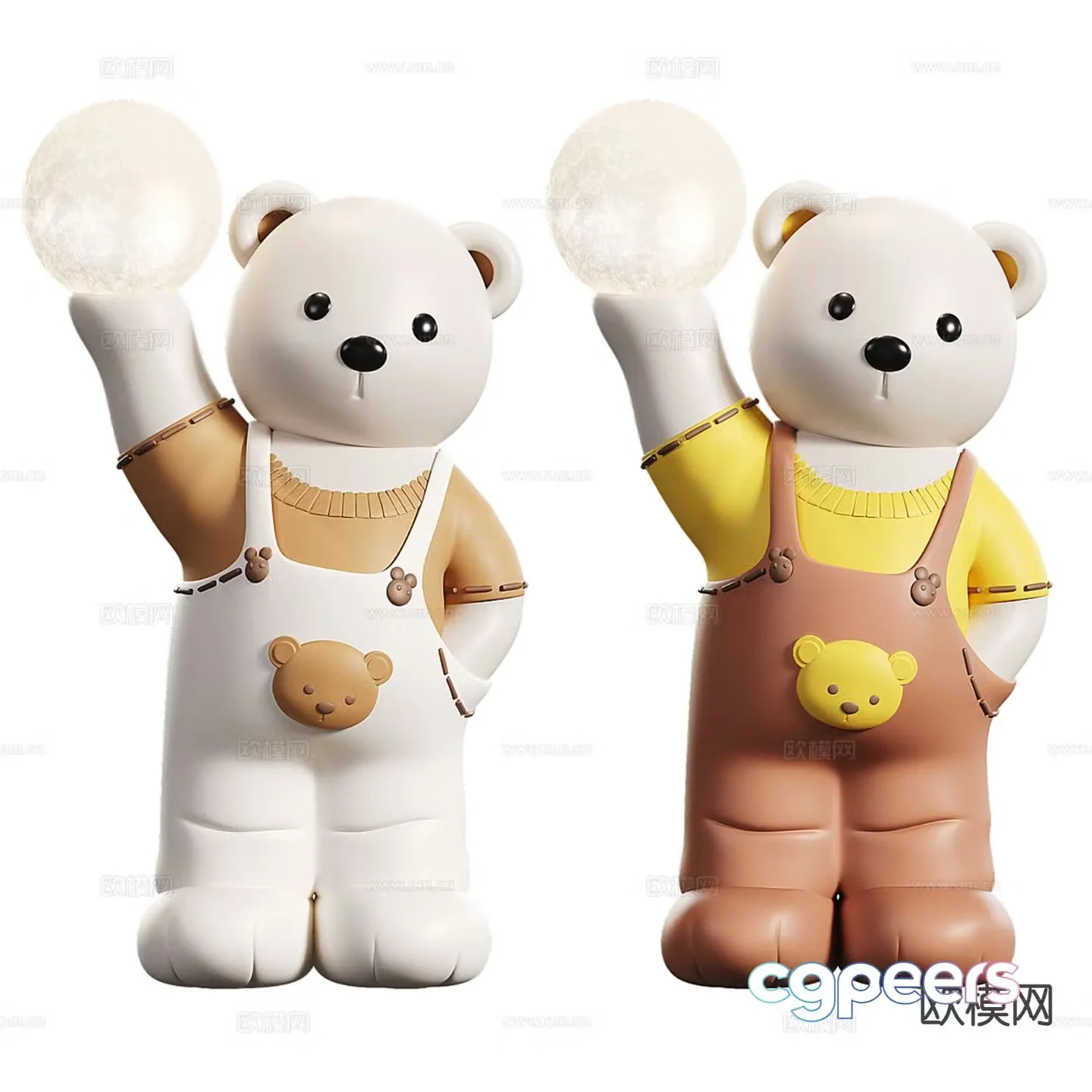 Modern bear doll trendy ornaments 3D model