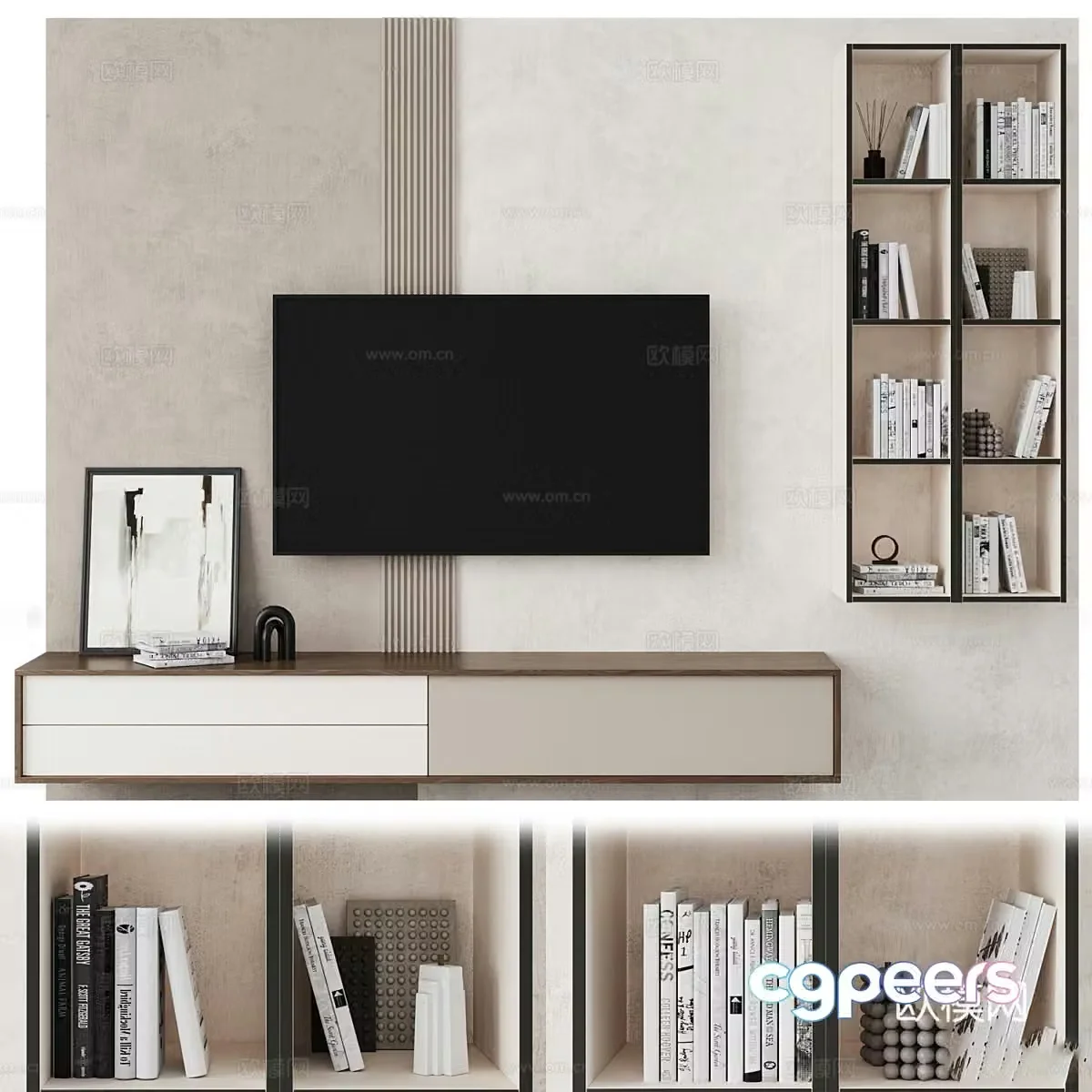 Modern minimalist TV background wall 3d model