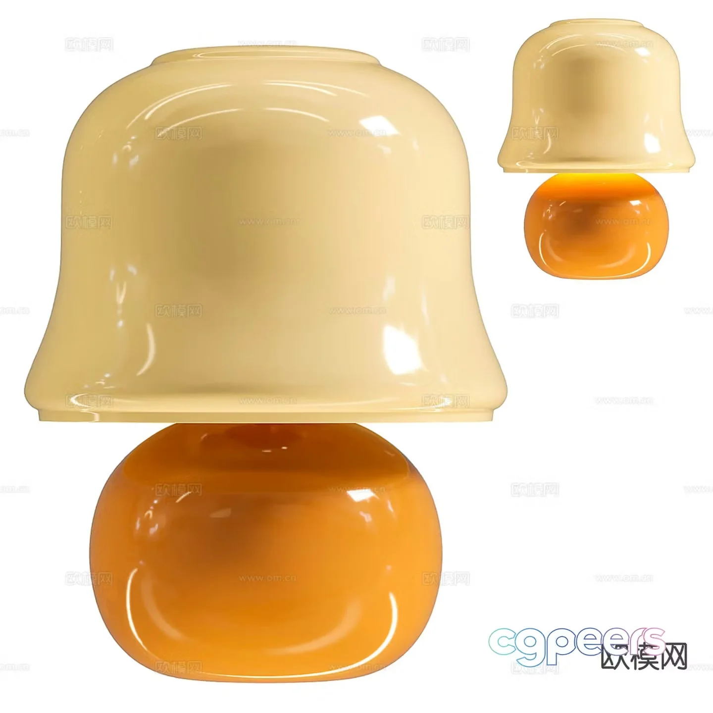 Cream style mushroom table lamp 3d model