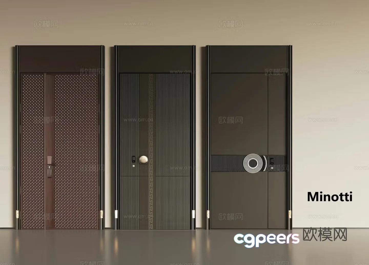 Modern security door villa entrance door mother and child door copper door armored door 3d model