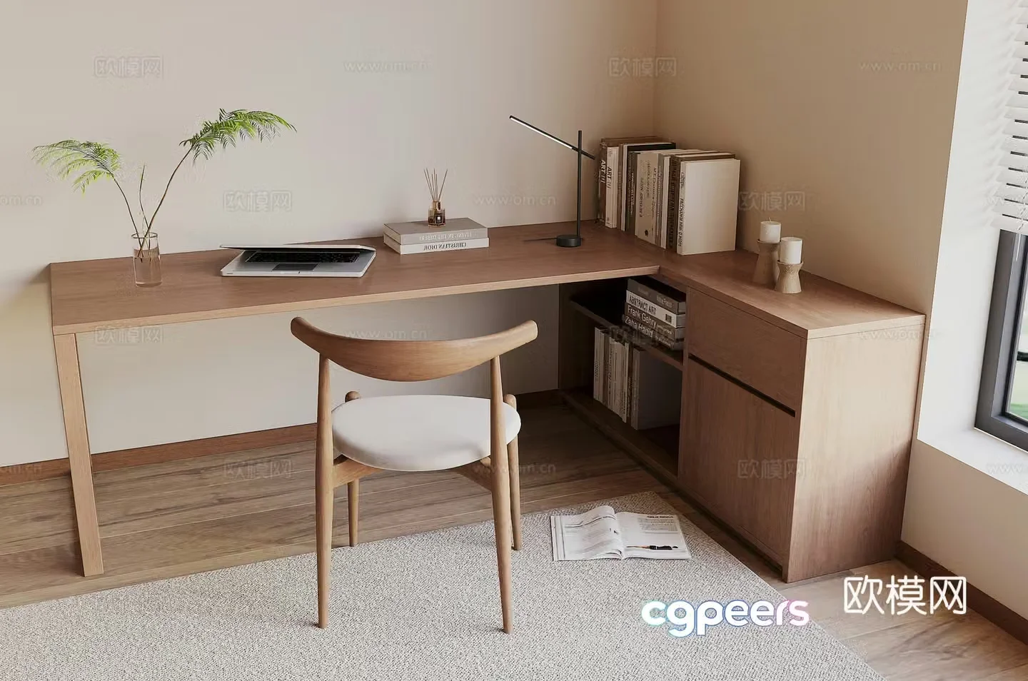 Modern desk and chair 3d model