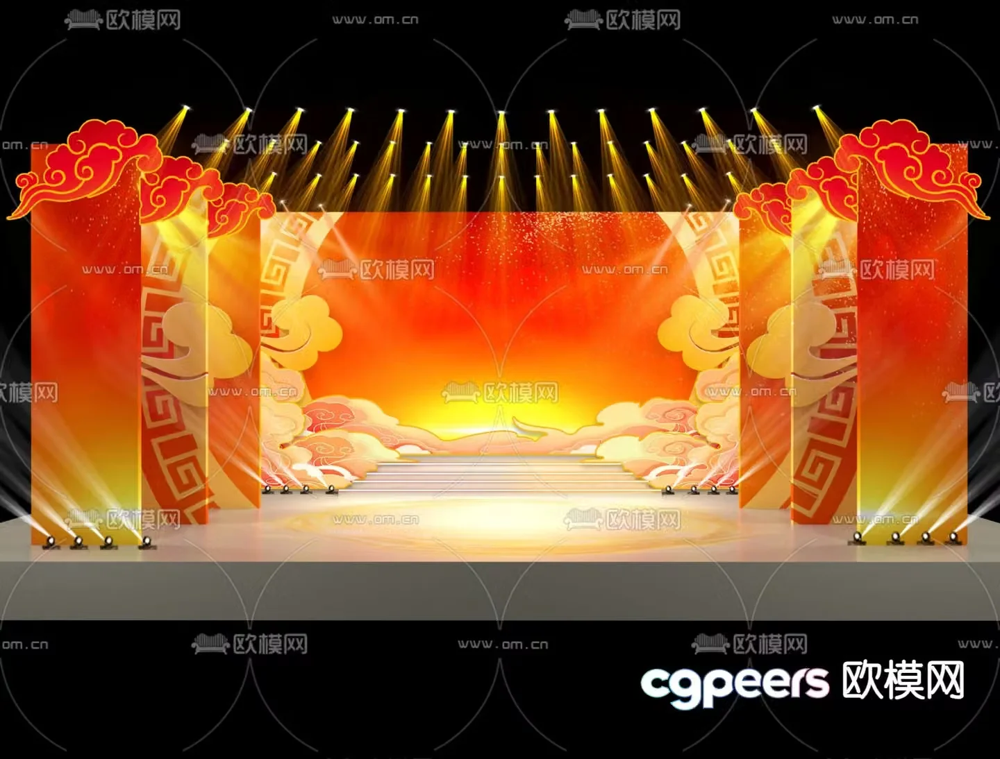 Chinese style stage 3D model