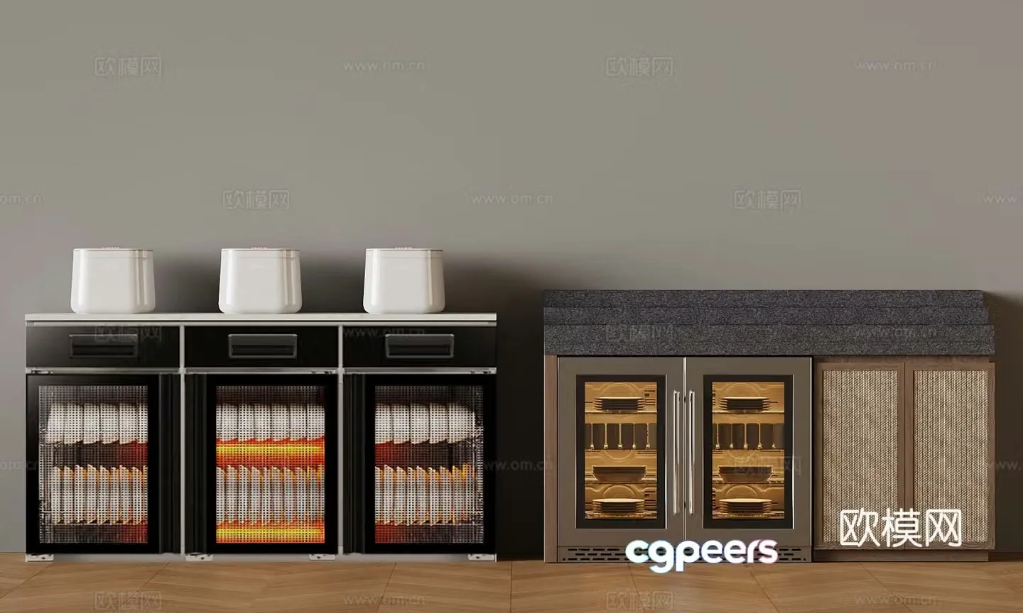 Modern dining cabinet tableware 3d model
