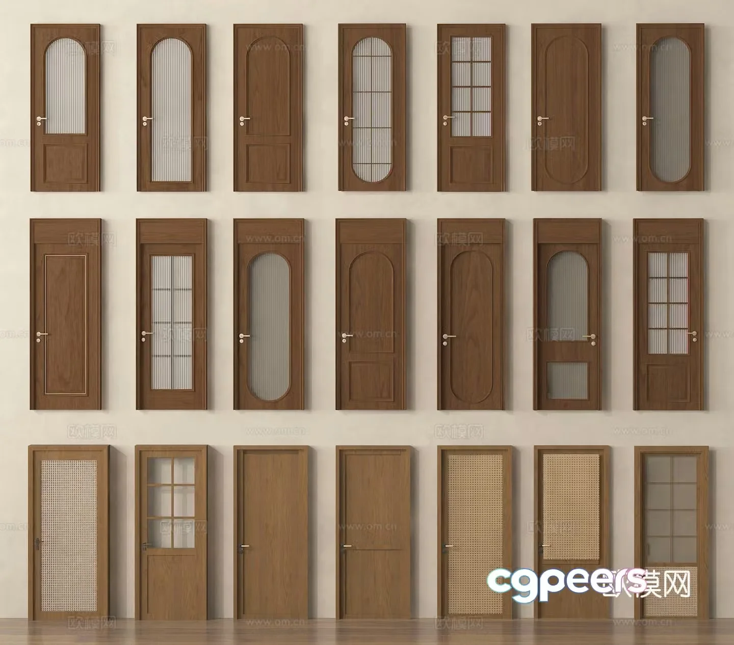 Single-open door Kitchen and bathroom door Rattan door Room door 3D model