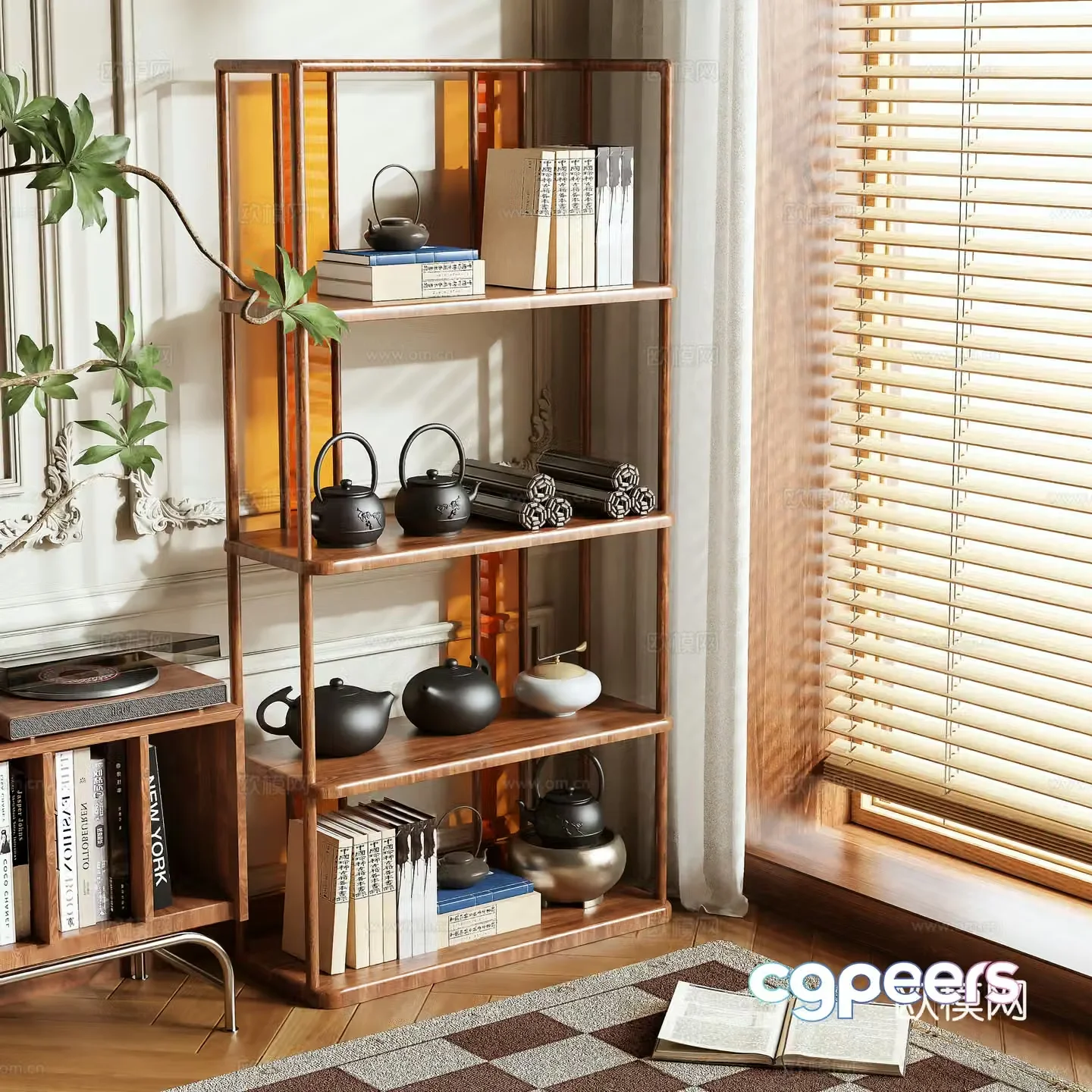 New Chinese style decorative rack storage rack 3d model