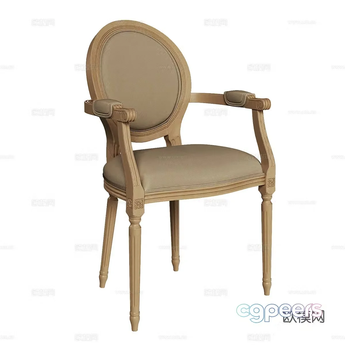 Simple European dining chair European dining chair American dining chair Classical dining chair Retro dining chair Single chair Casual 3D model