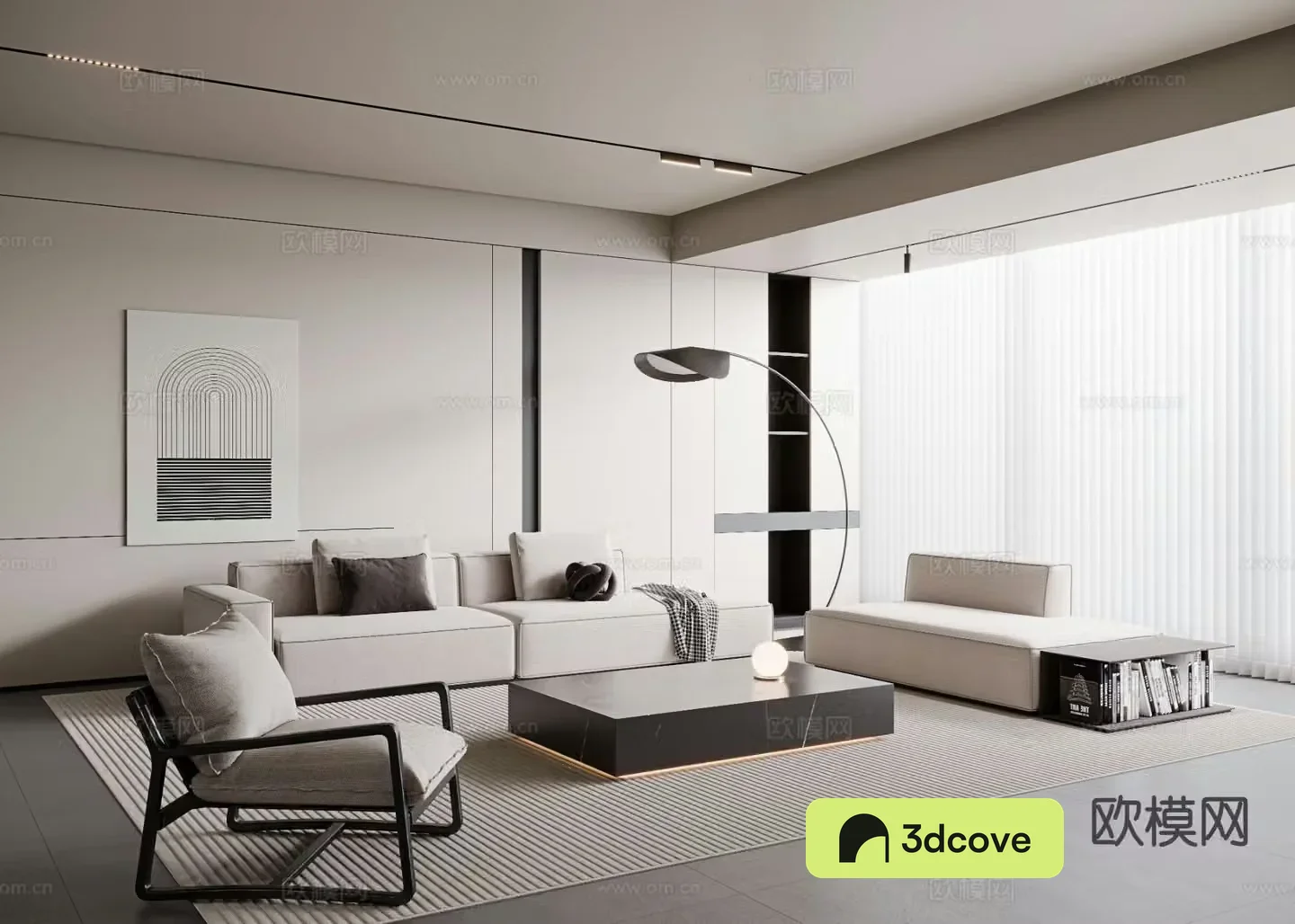 Modern living room without main light living room