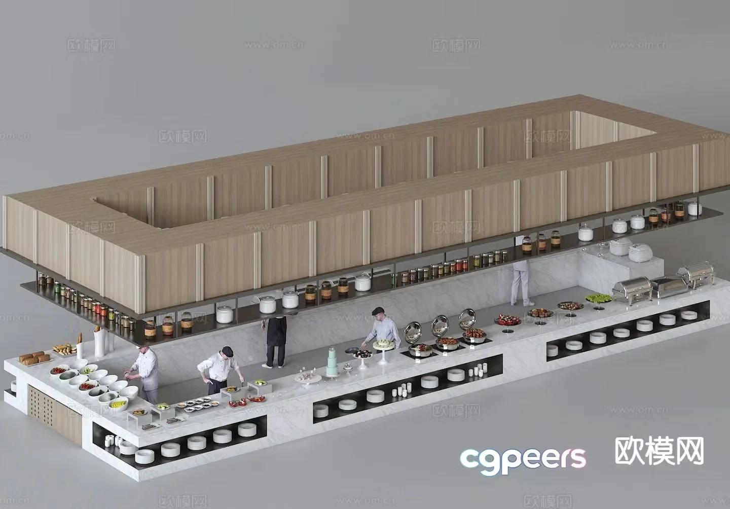 Modern buffet table preparation table 3D model
