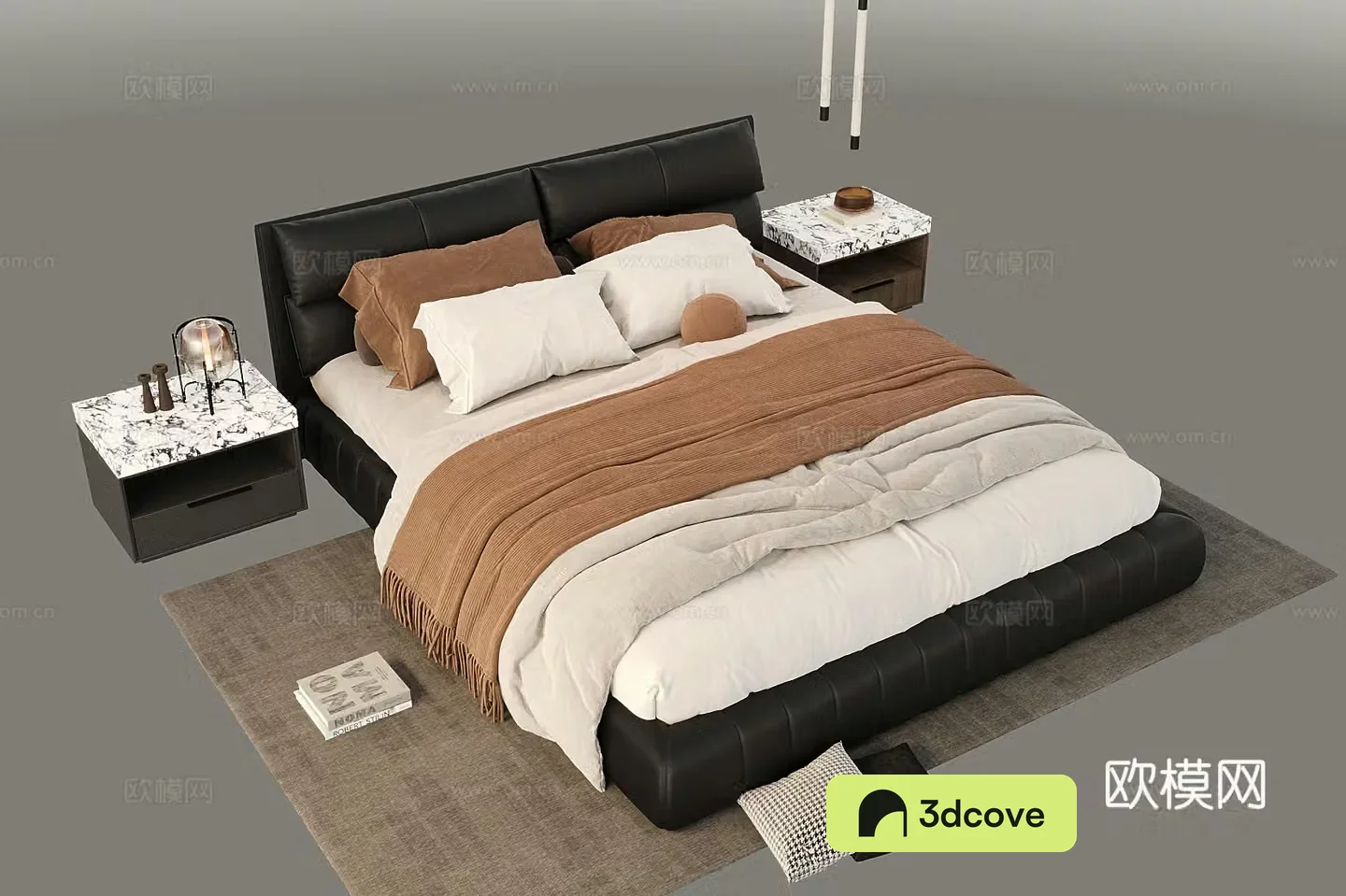 Italian double bed leather bed