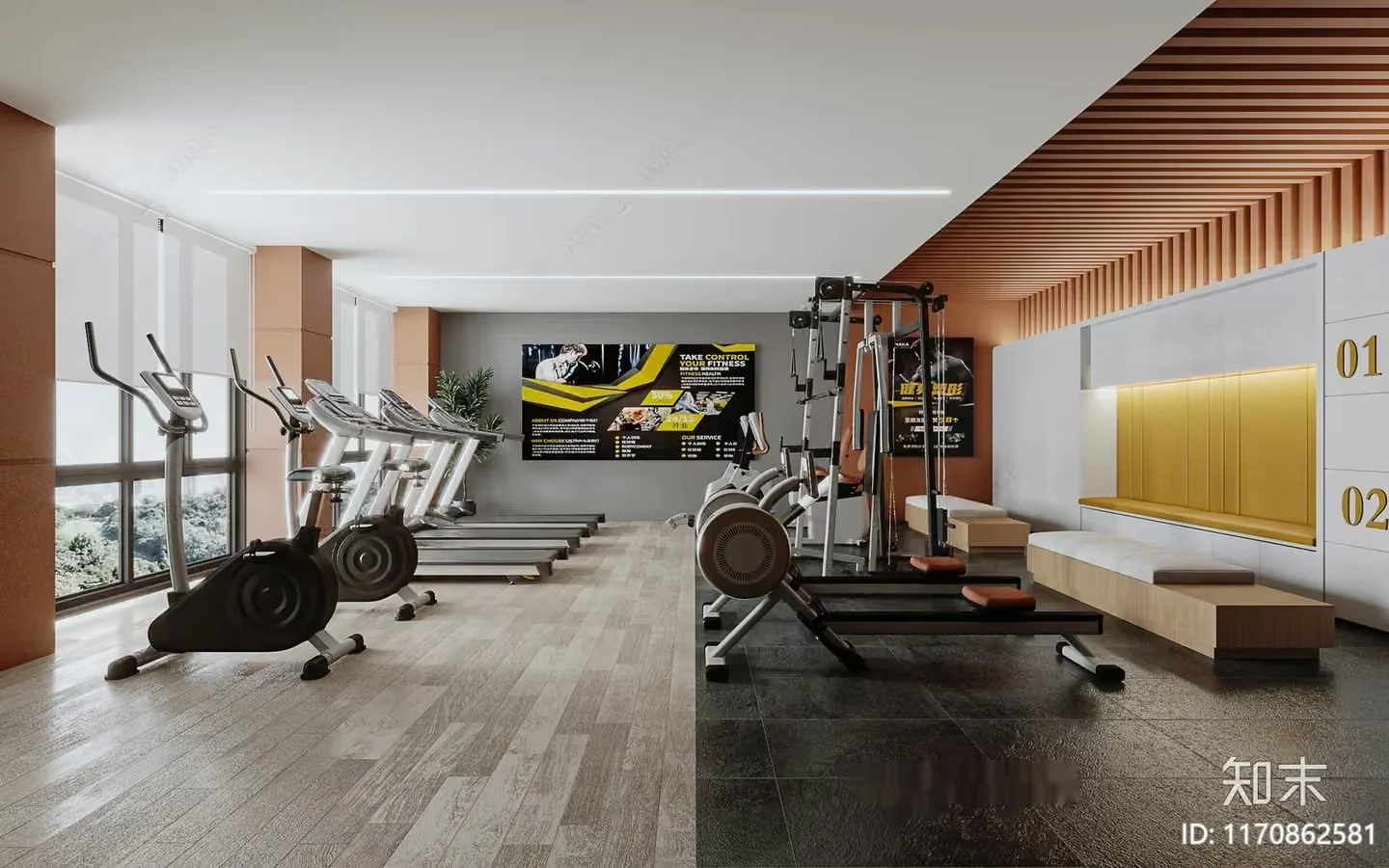 Modern Gym Room 3D Model – 7130 – VRAY Render