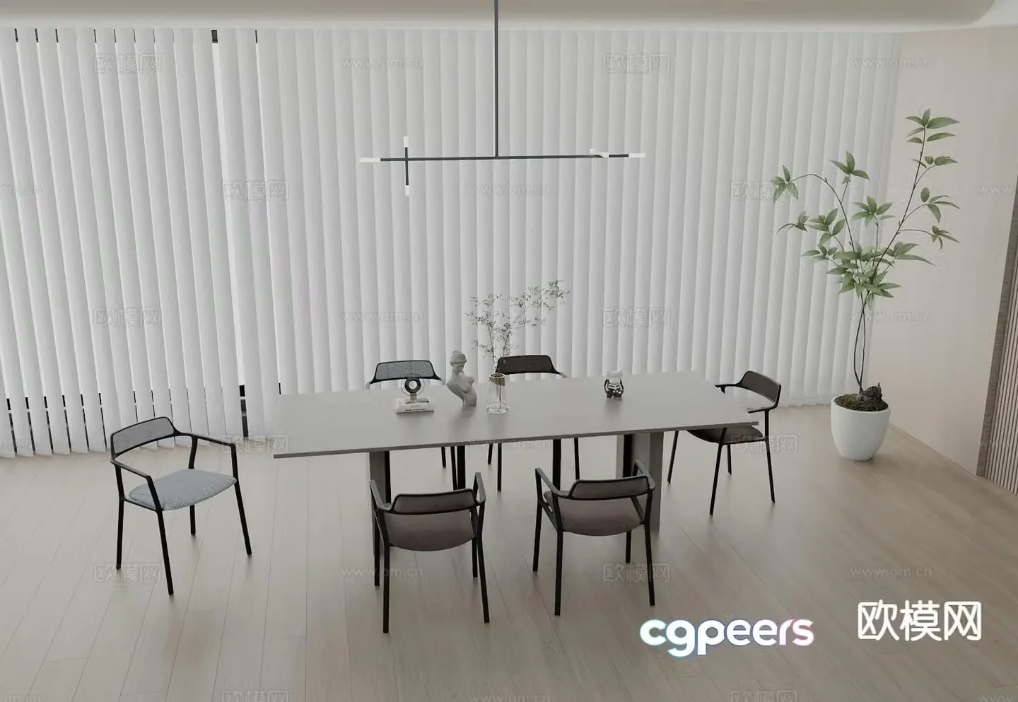 Modern dining table and chairs 3d model