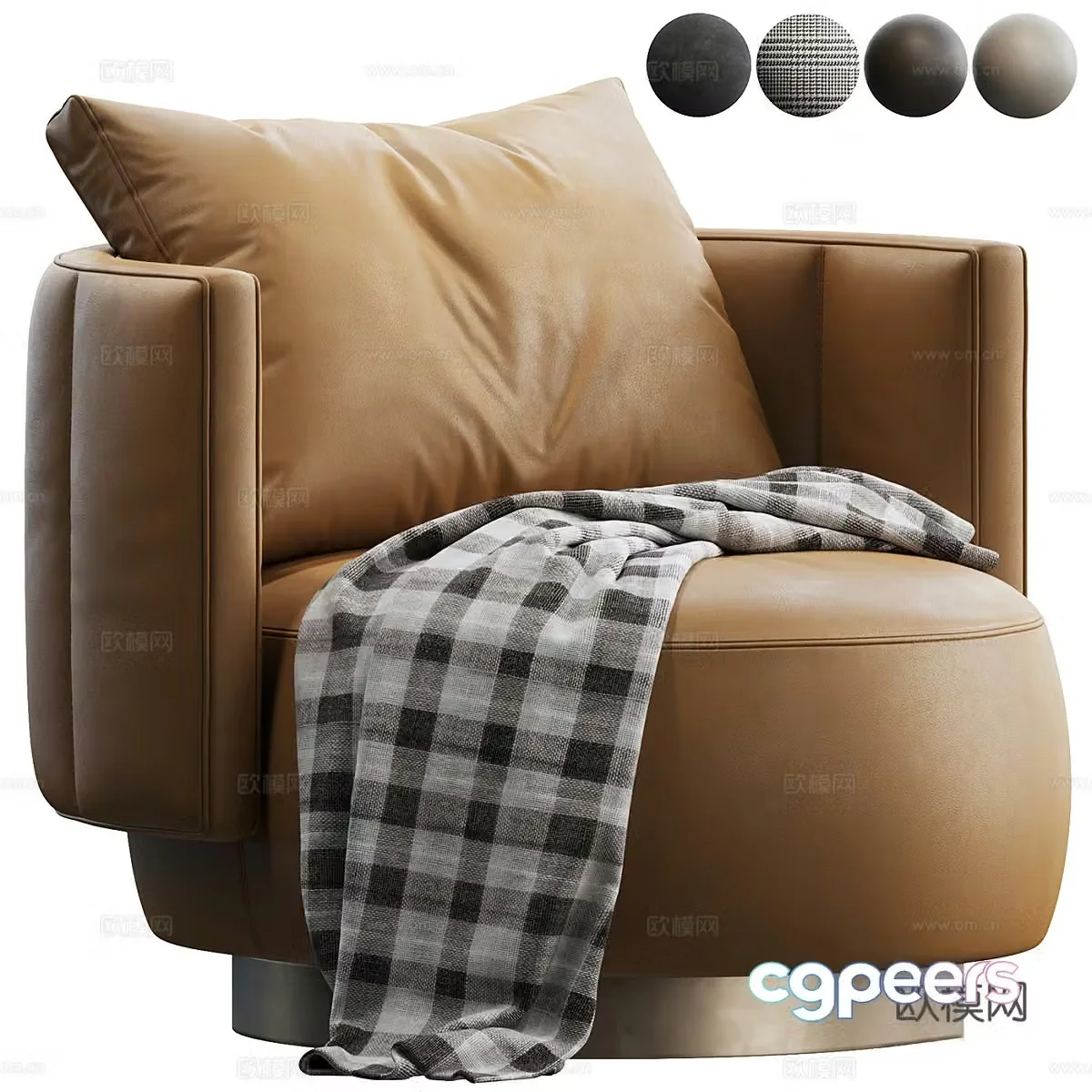 Modern Italian light luxury Torii bold armchair 3d model