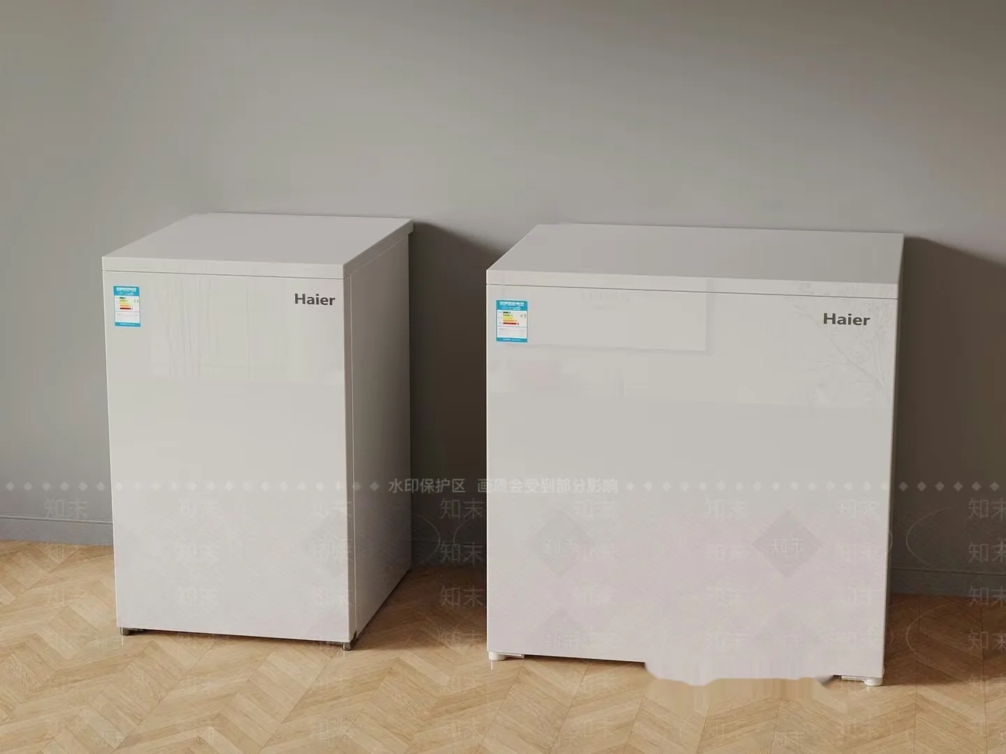 Two White Haier Refrigerators 3D Model – 3194 – VRAY Render