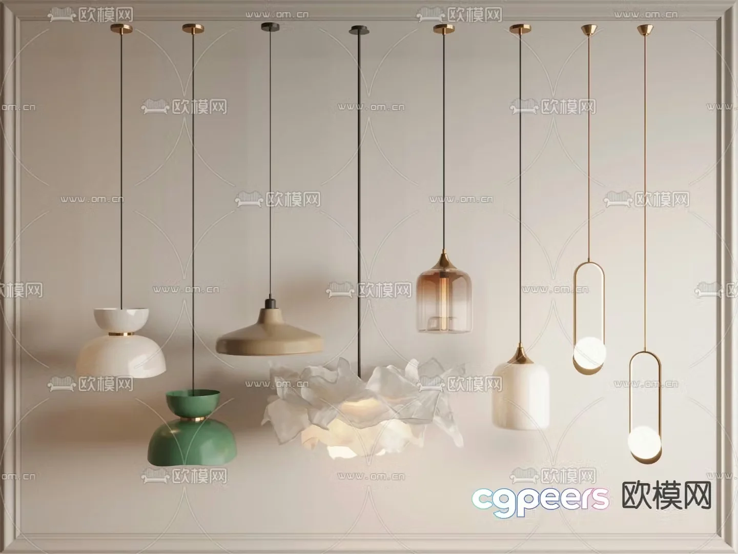 Creative small chandelier bedside chandelier 3d model