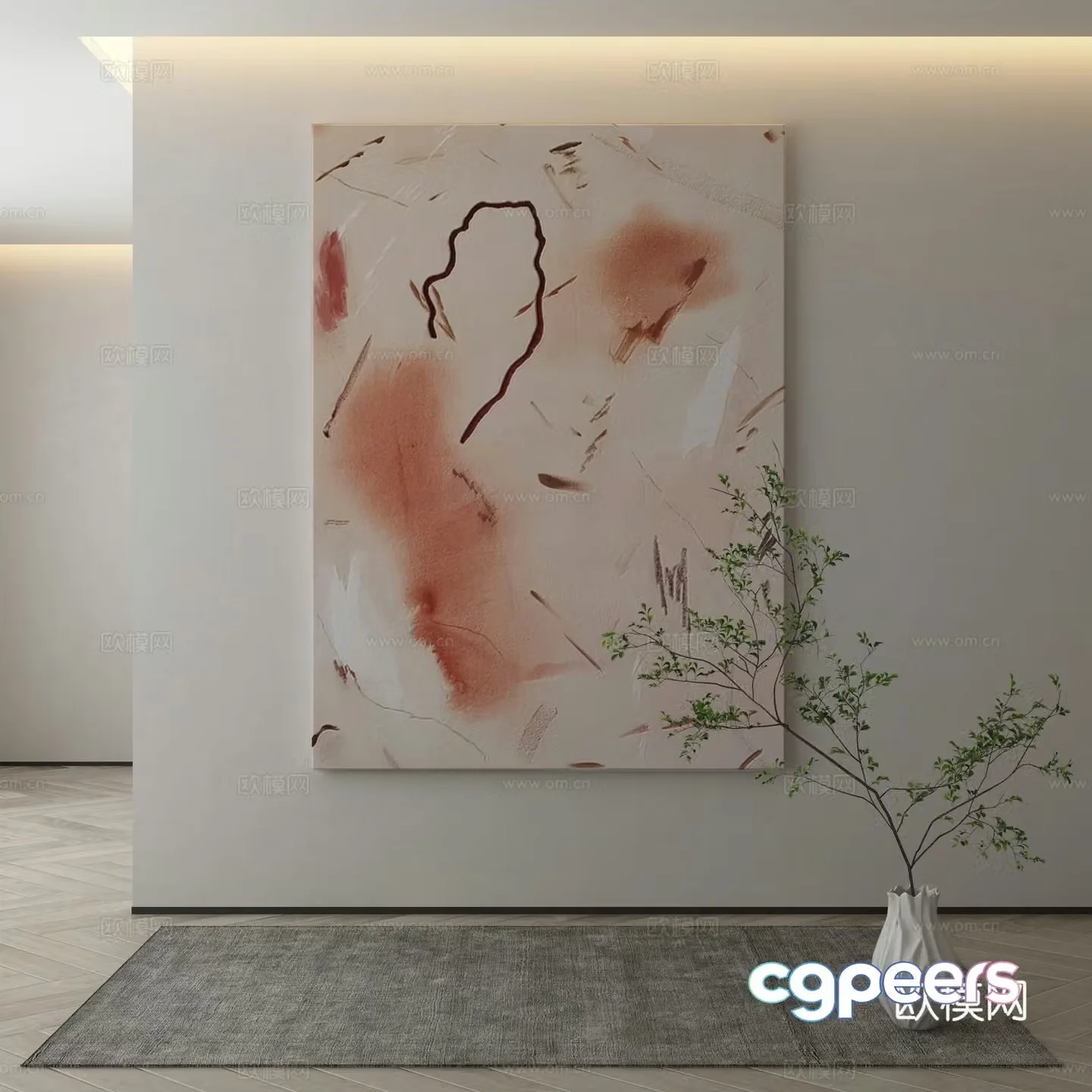 Modern decorative painting texture painting 3d model