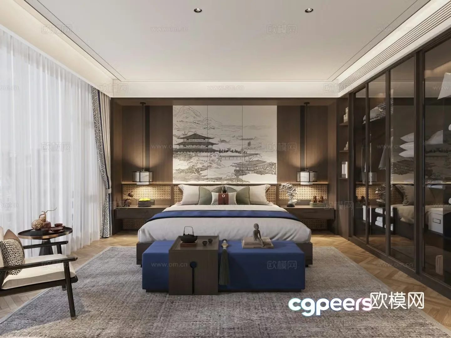 New Chinese style bedroom master bedroom 3d model