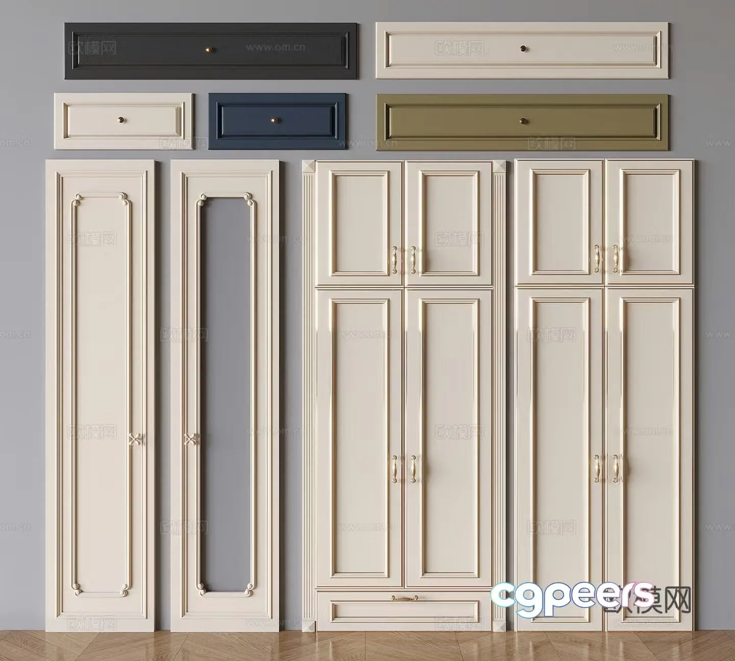 French wardrobe door panel glass cabinet door panel drawer panel 3D model