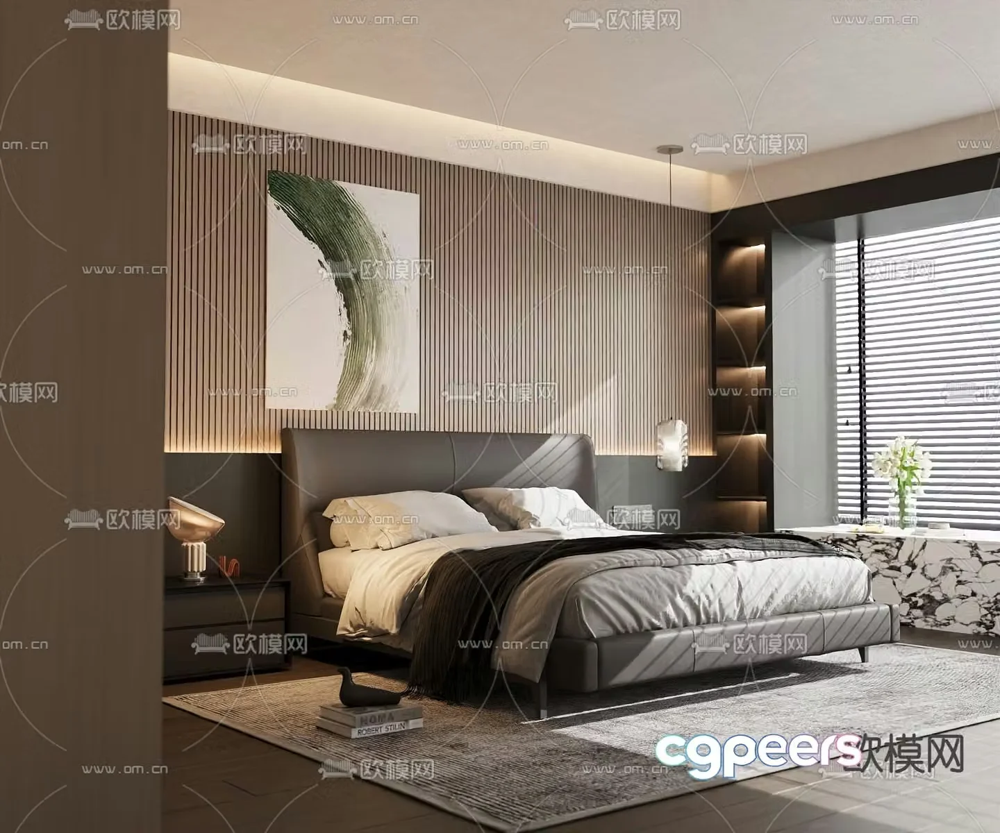 Italian double bed 3d model