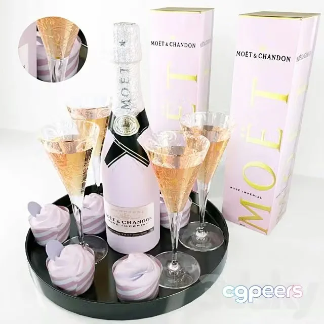 3ds Max Free – Sparkling Wine in Glasses Alcohol