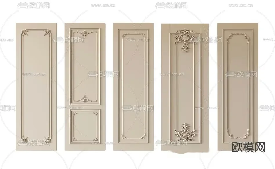 Beige Ornate Doors 3D Model – 1510 – VRAY Render