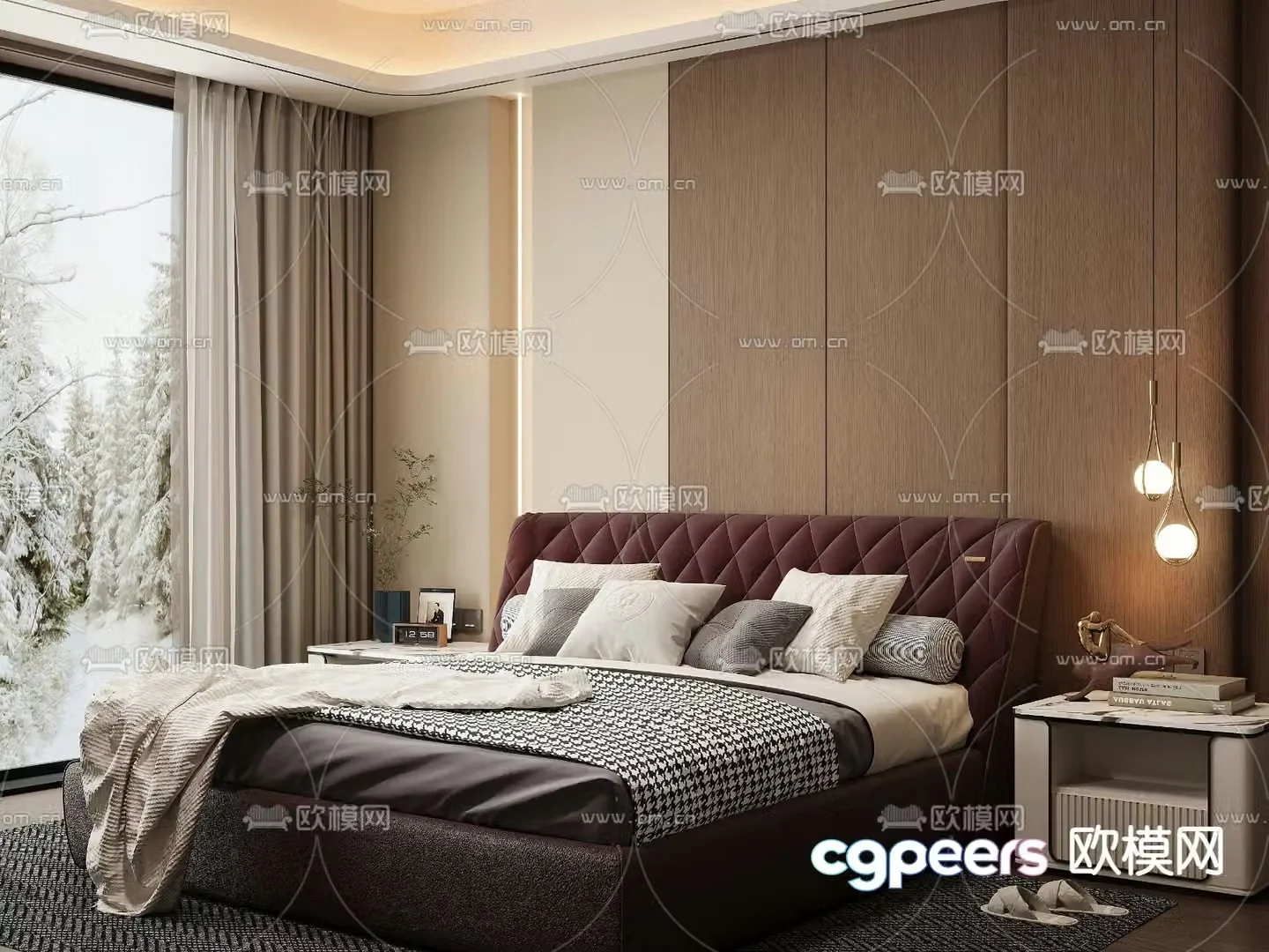 Modern double bed 3d model