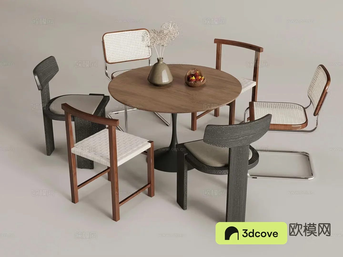 Medieval style dining table and chairs round table