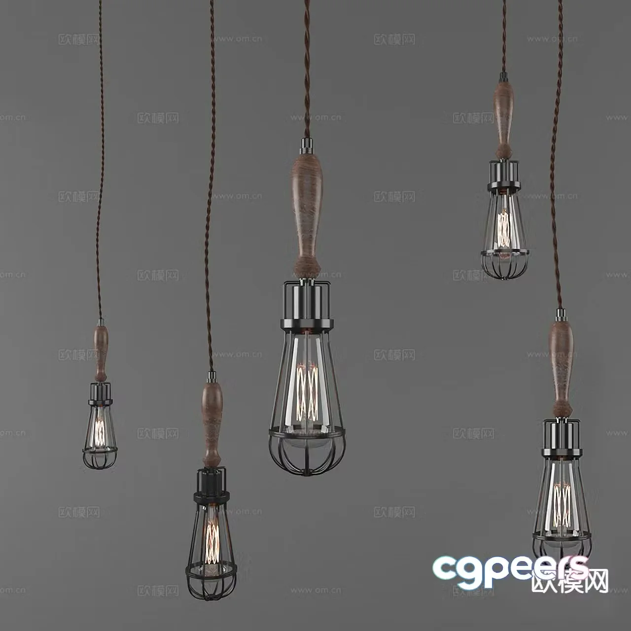 Industrial style chandelier Edison light bulb light bulb 3d model