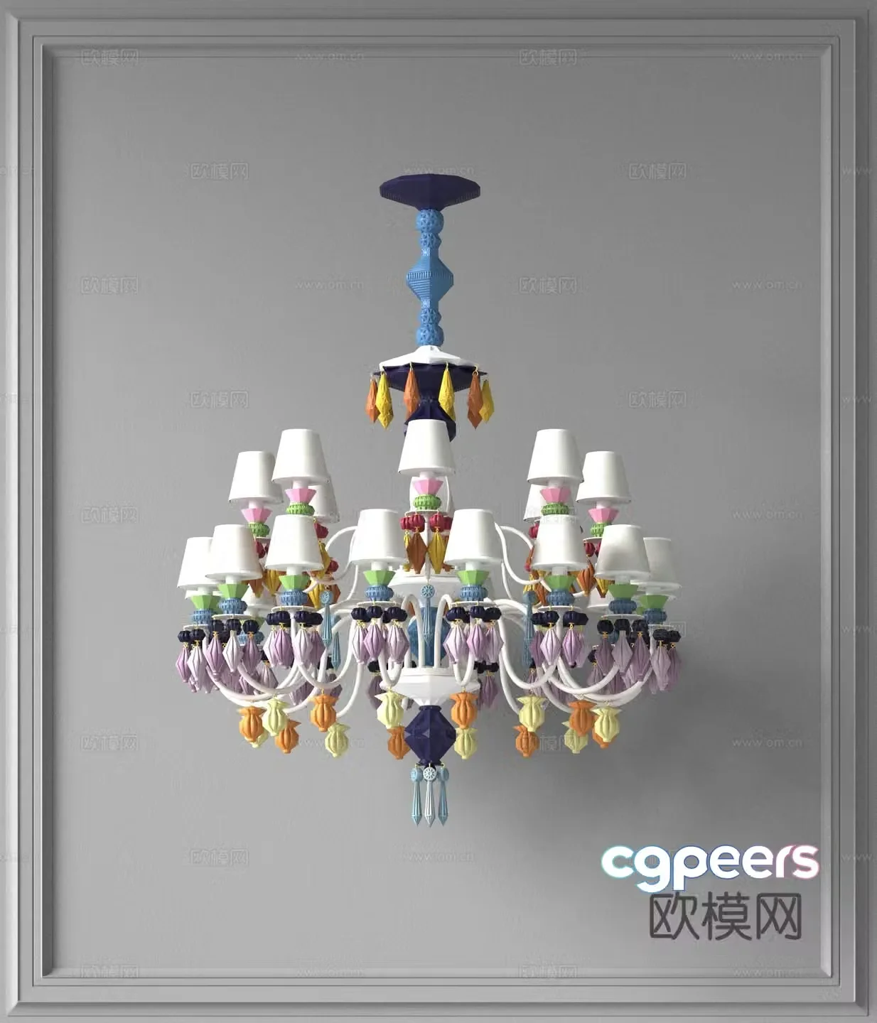 Modern multi-head chandelier hall chandelier 3d model