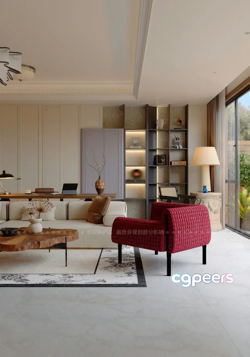 Modern Living Room 3D Model – 195 – VRAY Render