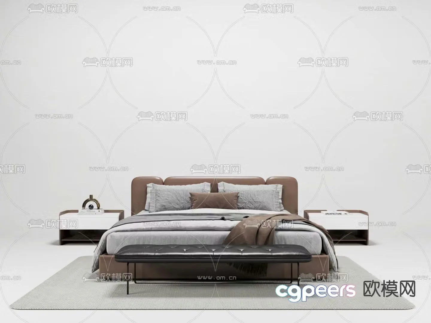 Modern double bed 3d model