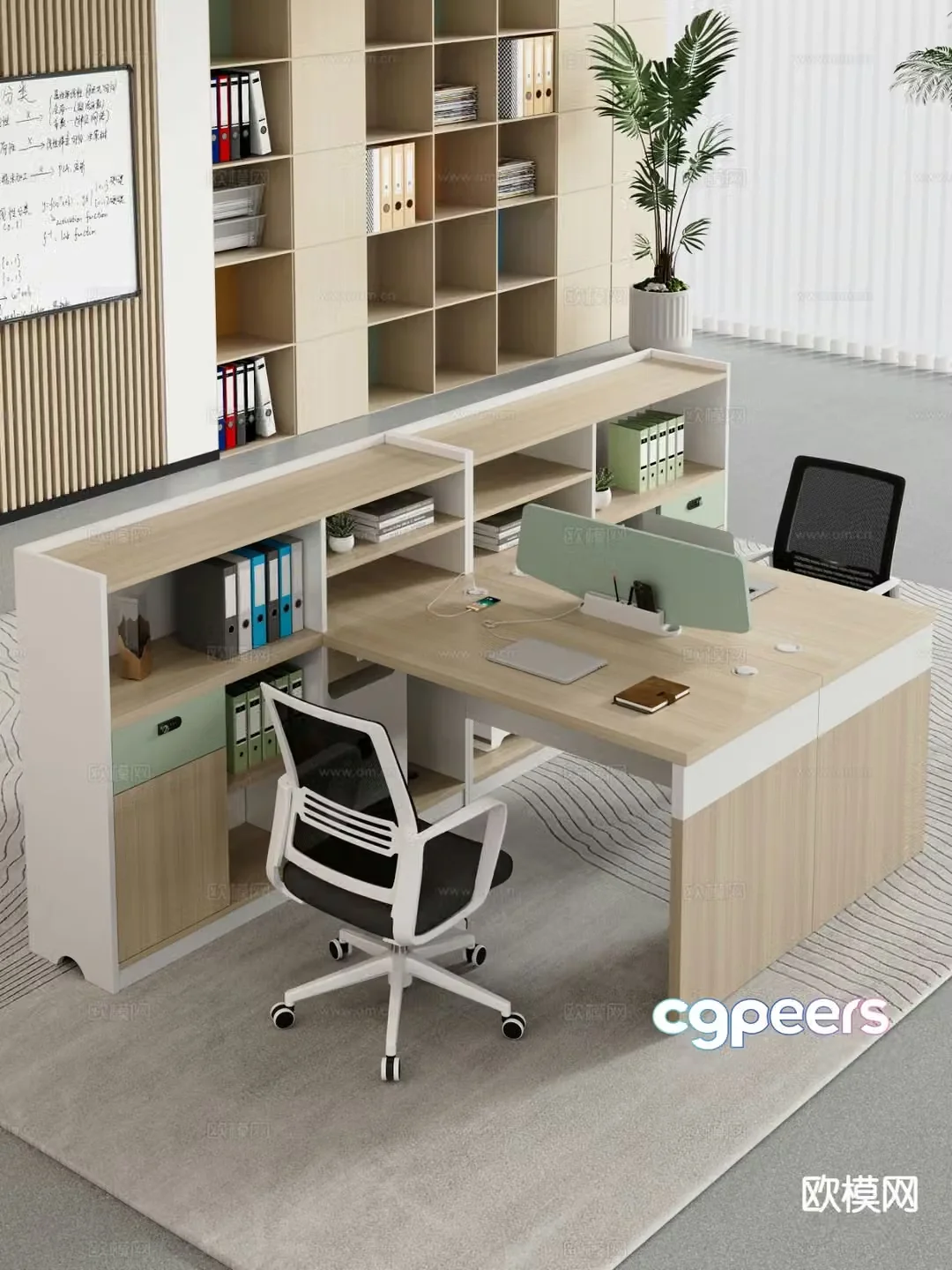 Modern desk staff desk staff desk 3d model
