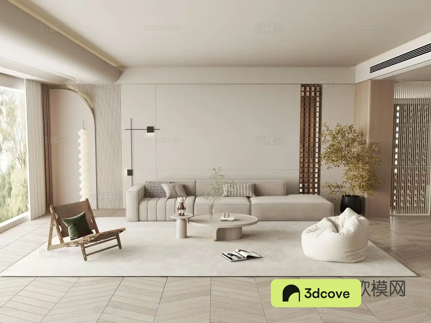 Creamy Wind Living Room Wasabi Wind Living Room 3D Model