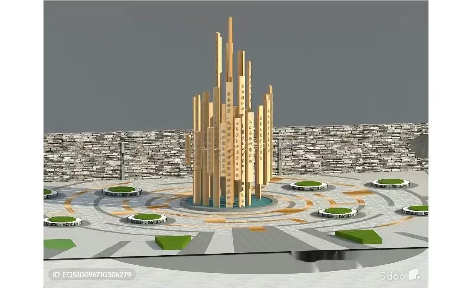 A 3D Rendering Of A Fountain With A Unique Design 3D Model – 16677 – VRAY Render