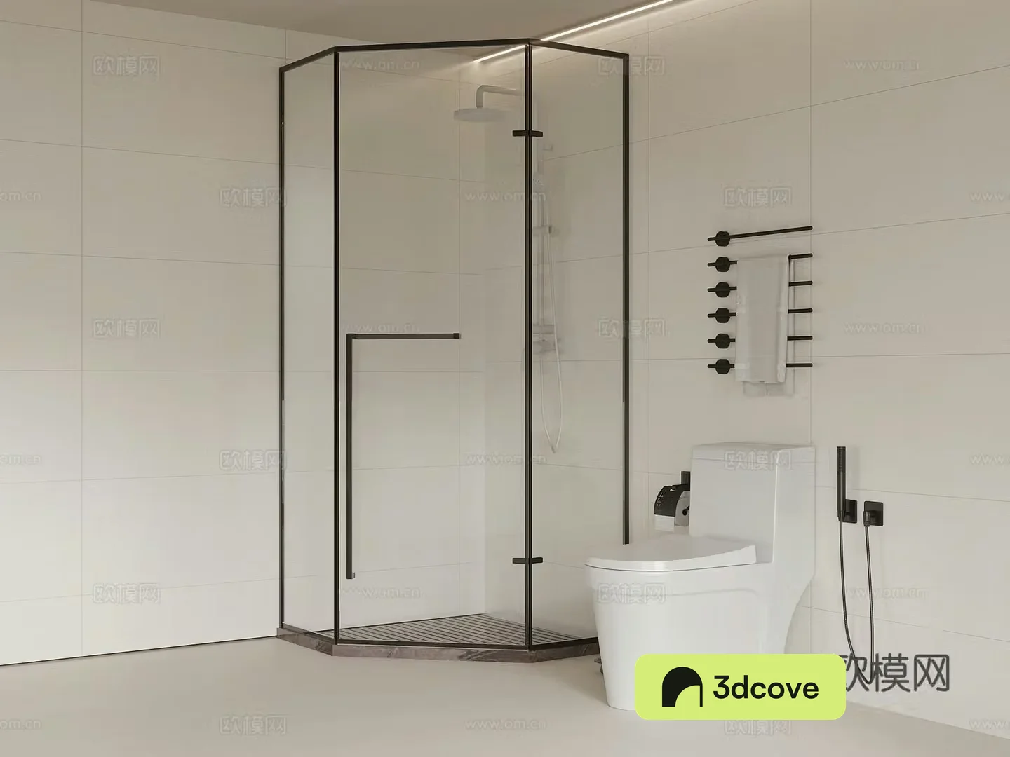 Modern bathroom shower toilet towel rack