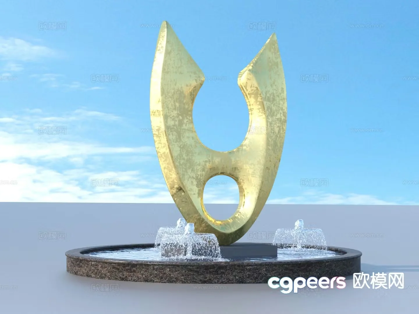 Urban Sculpture Waterscape Sketch Landscape Sculpture 3D Model