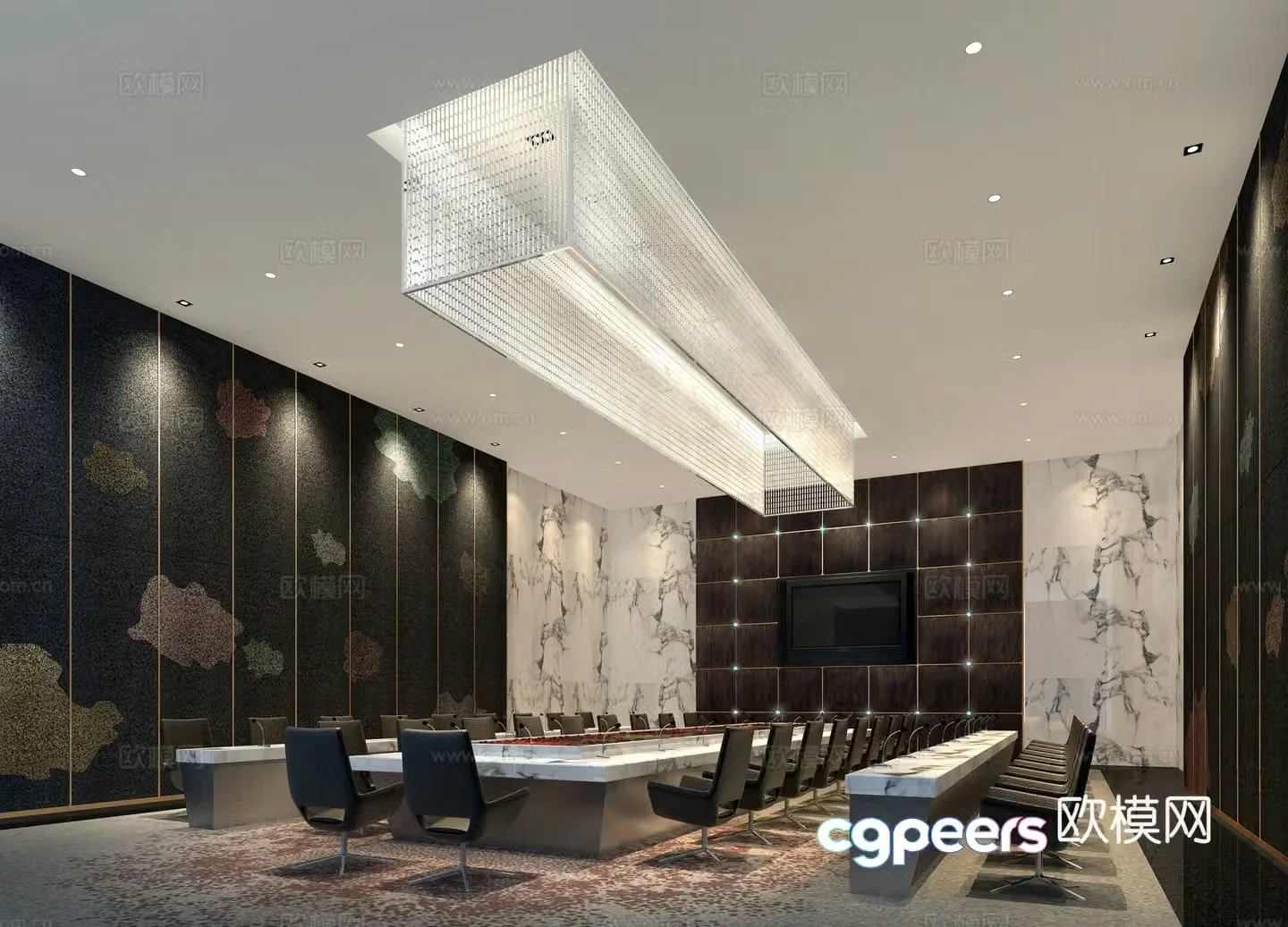 Zen Chinese style conference room hotel conference 3D model