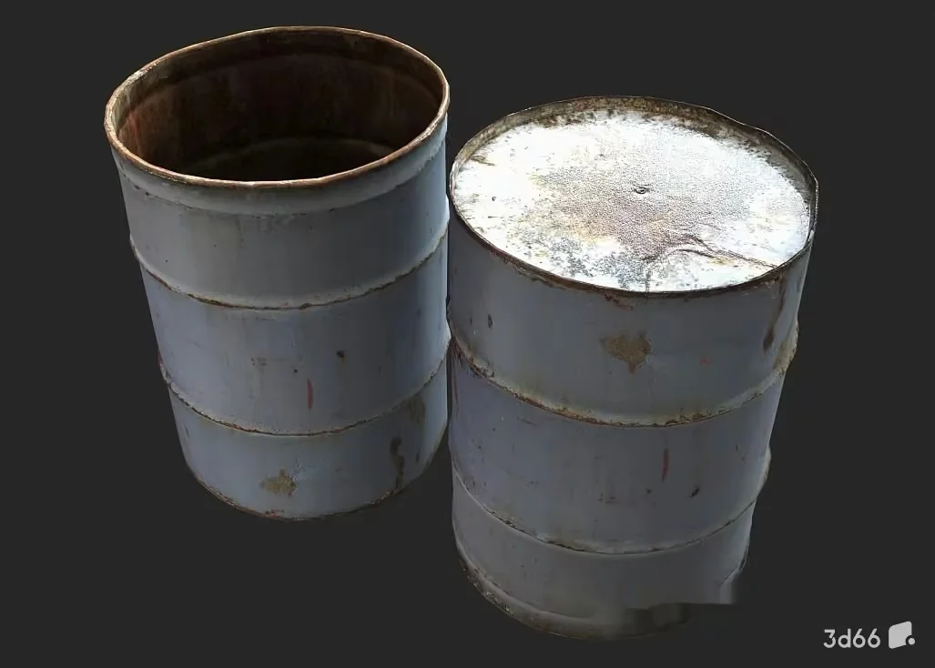Two Metal Barrels 3D Model – 20181 – VRAY Render