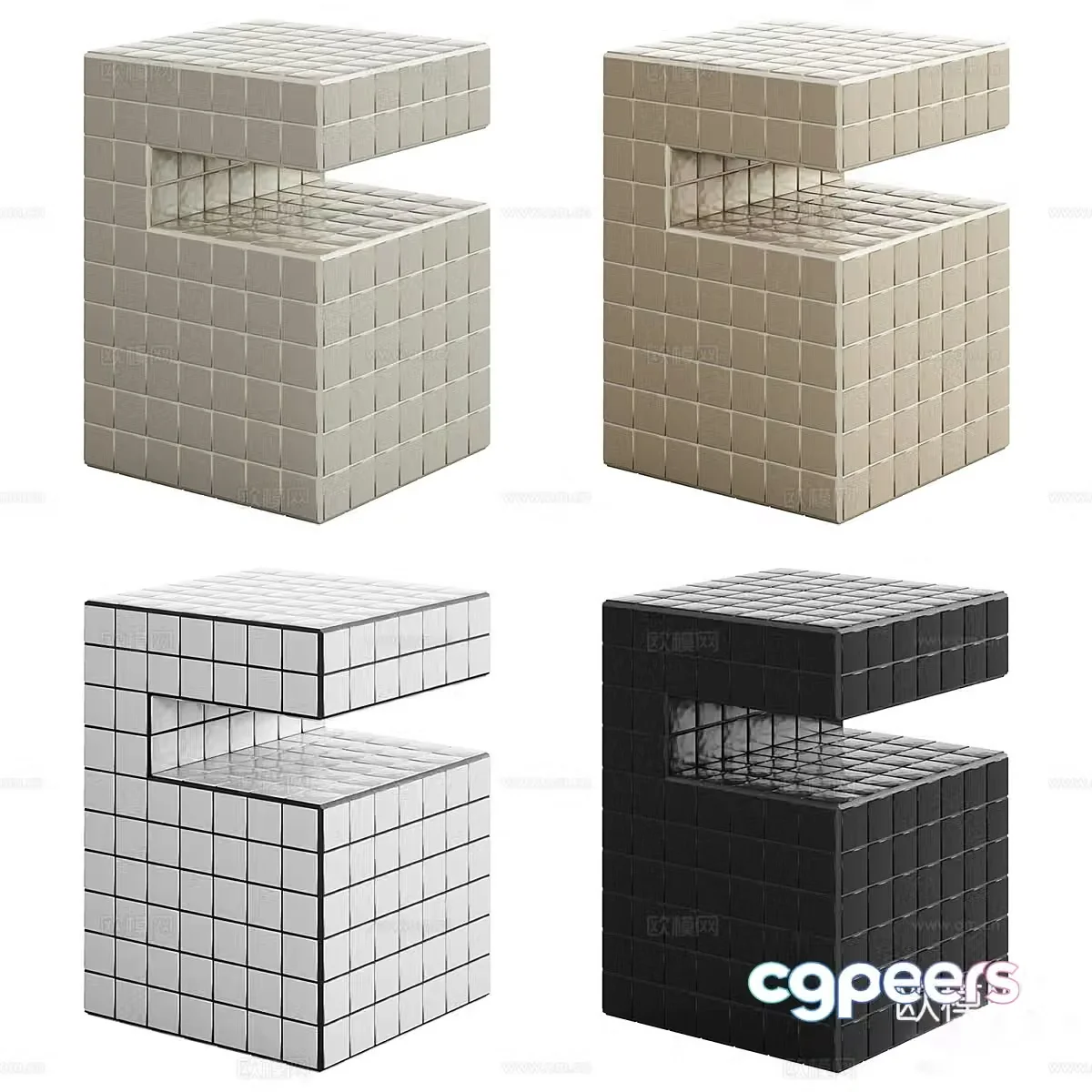 Modern mosaic bedside table 3d model