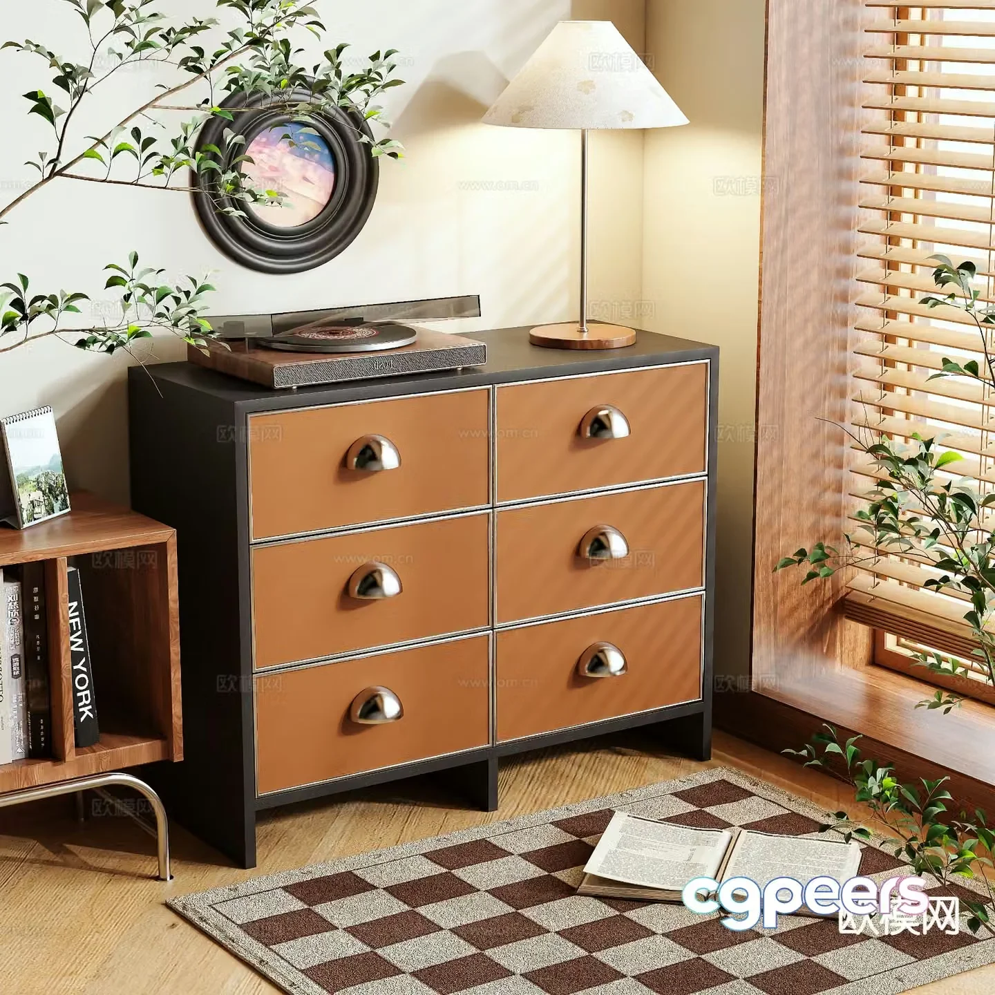 Medieval style chest of drawers entrance cabinet 3D model