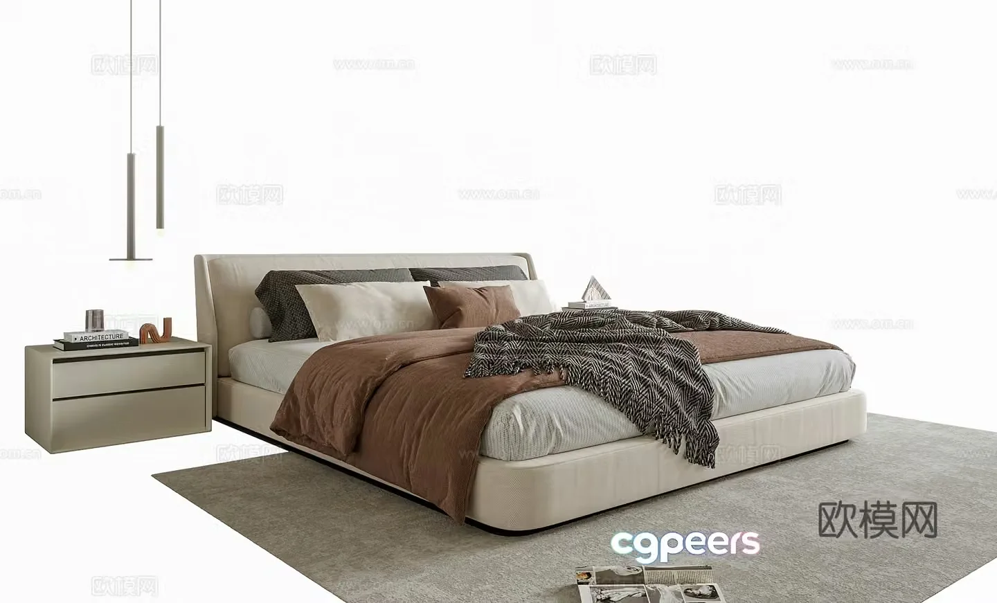 Modern double bed 3d model