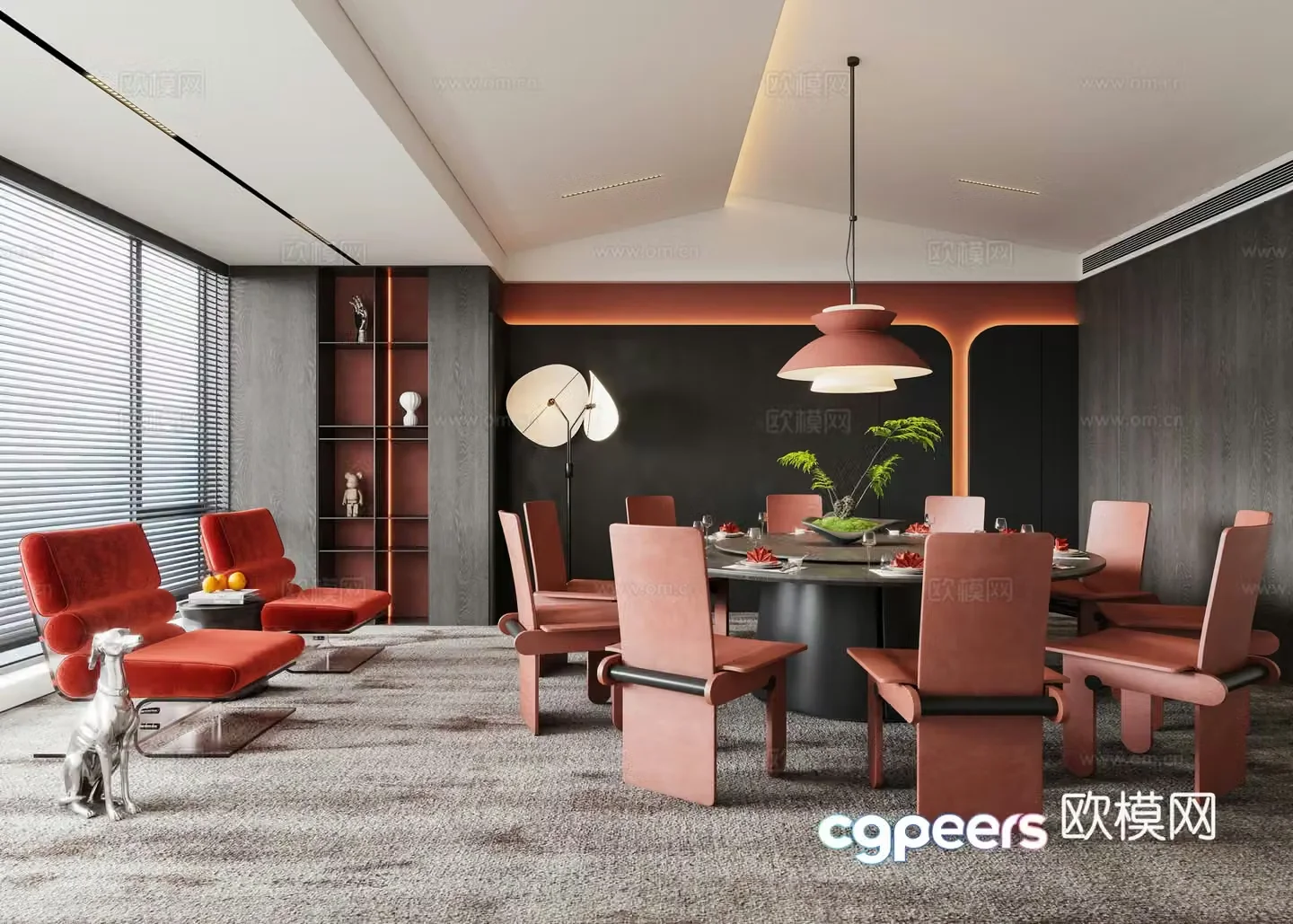 Modern restaurant private room 3D model