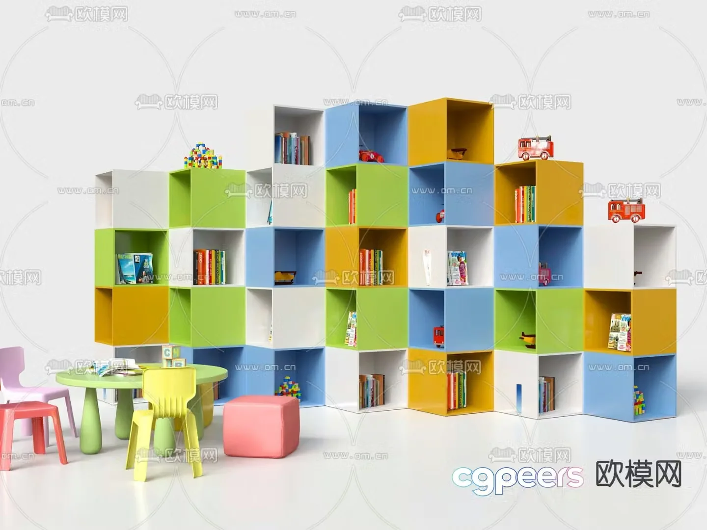 Modern children’s bookcase 3d model