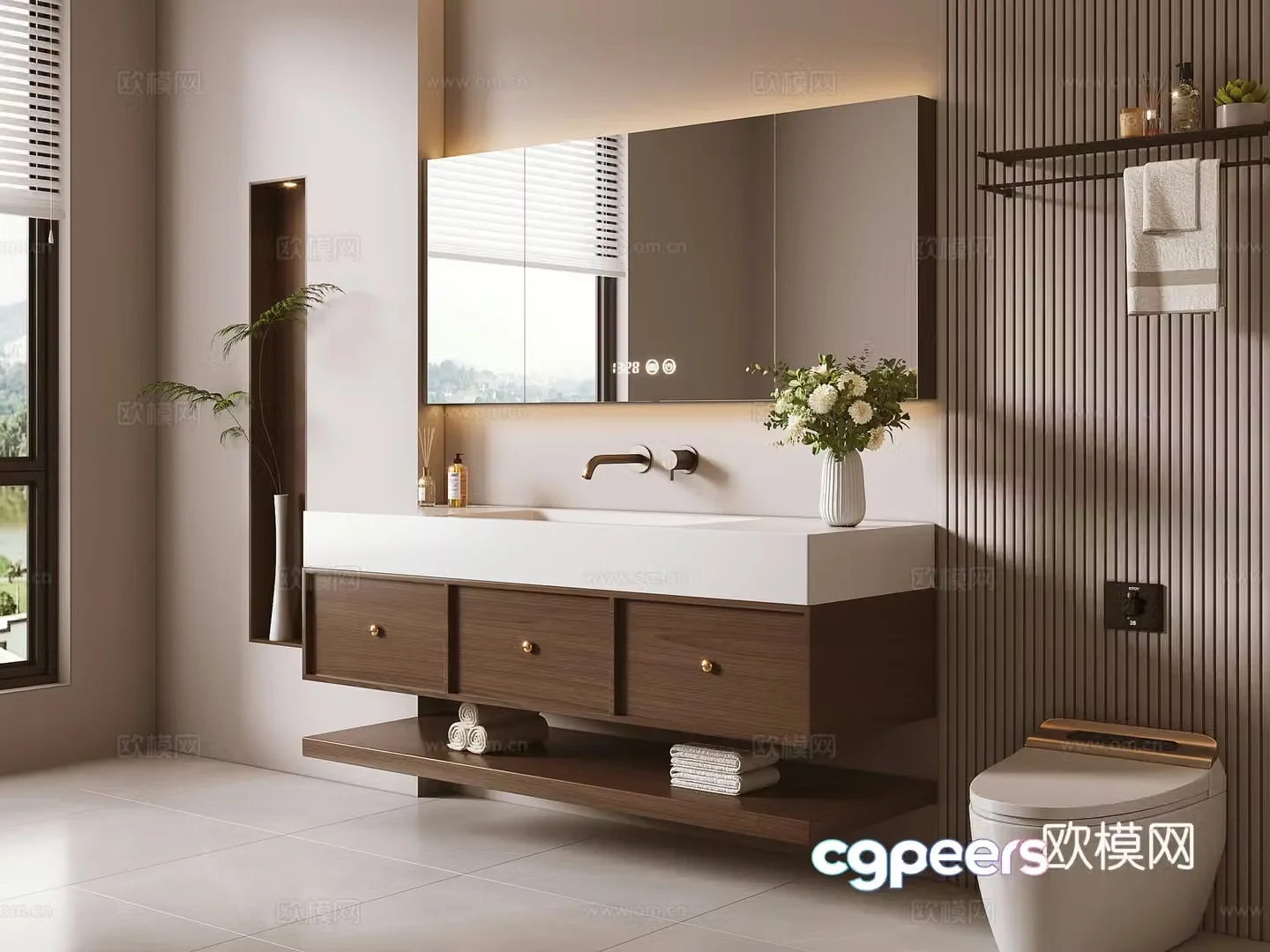 Middle-aged style bathroom cabinet 3d model