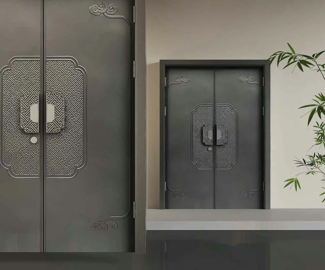 Double Doors With A Traditional Chinese Design 3D Model – 17059 – VRAY Render
