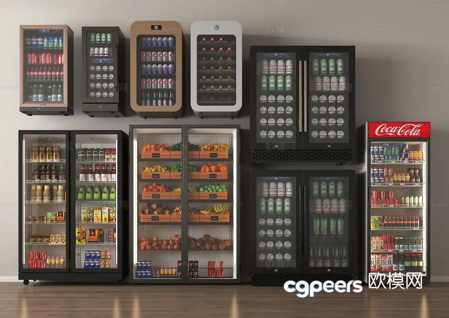 Supermarket refrigerator freezer refrigerator beverage cabinet fresh storage cabinet 3d model